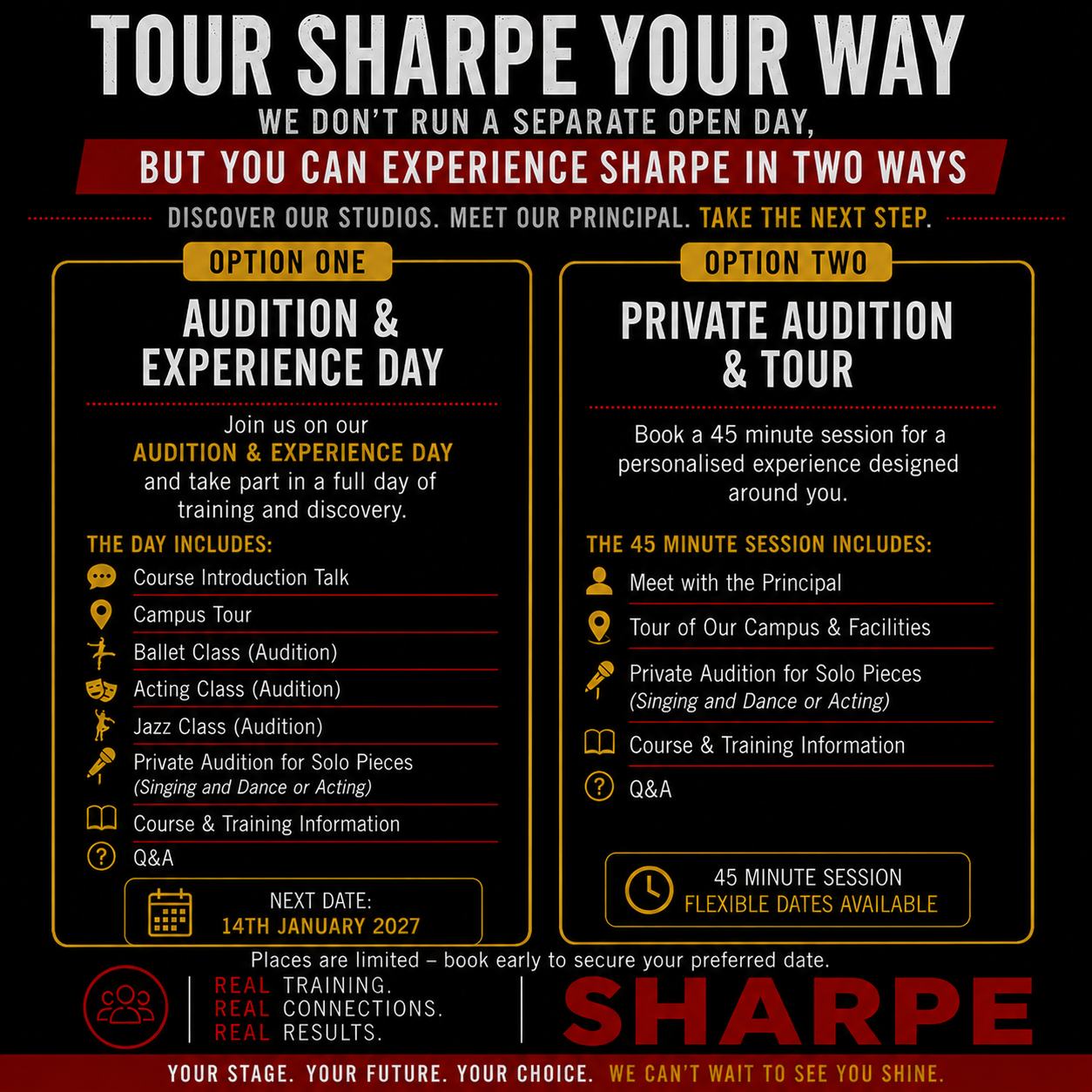 Sharpe Open Day Options